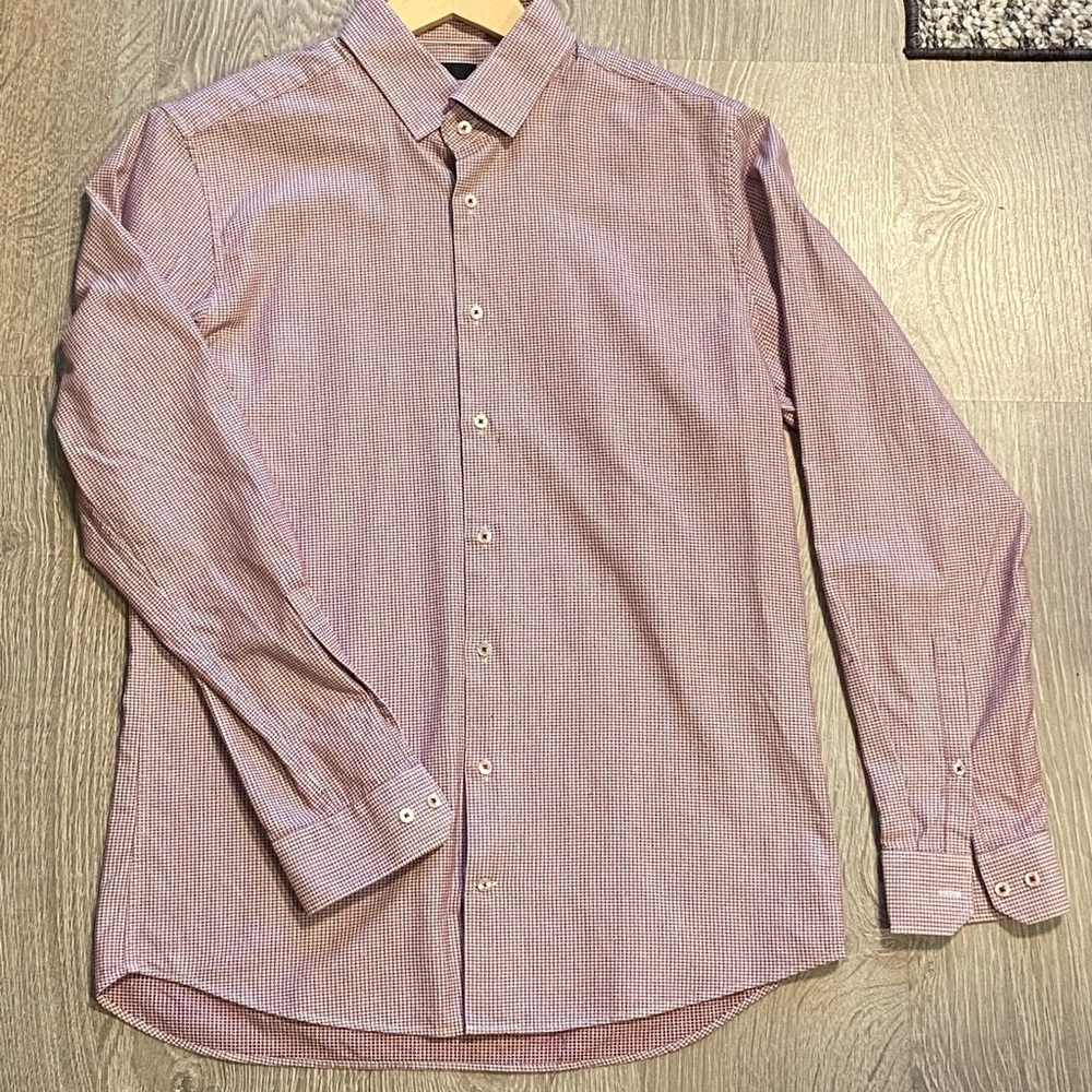 Strellson Men’s Dress Shirt - Neck 16.5 -Red/White
